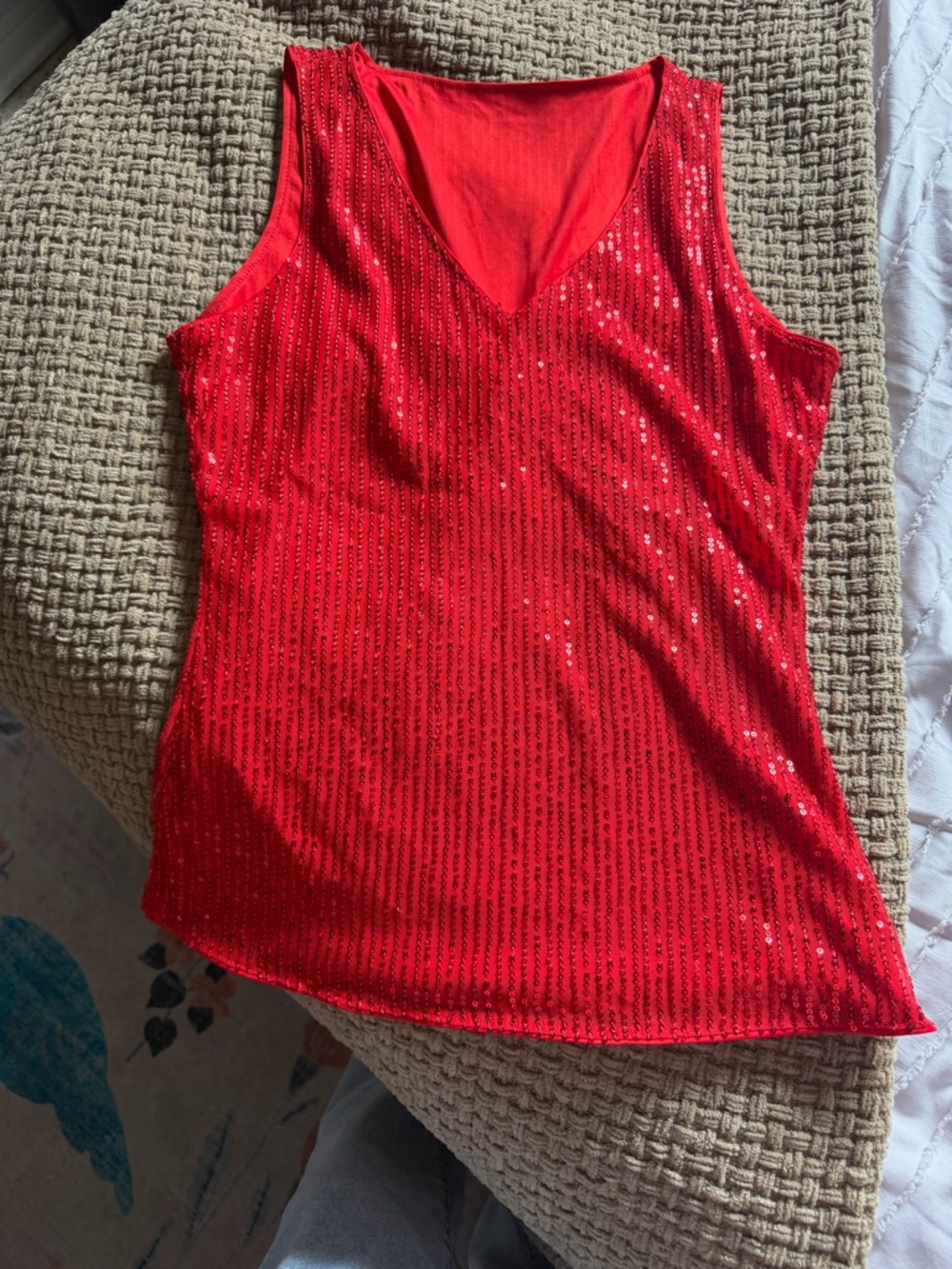 Splendid Red Sequin V-Neck Tank